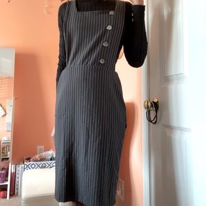 Pinstripe Black Overall Dress
